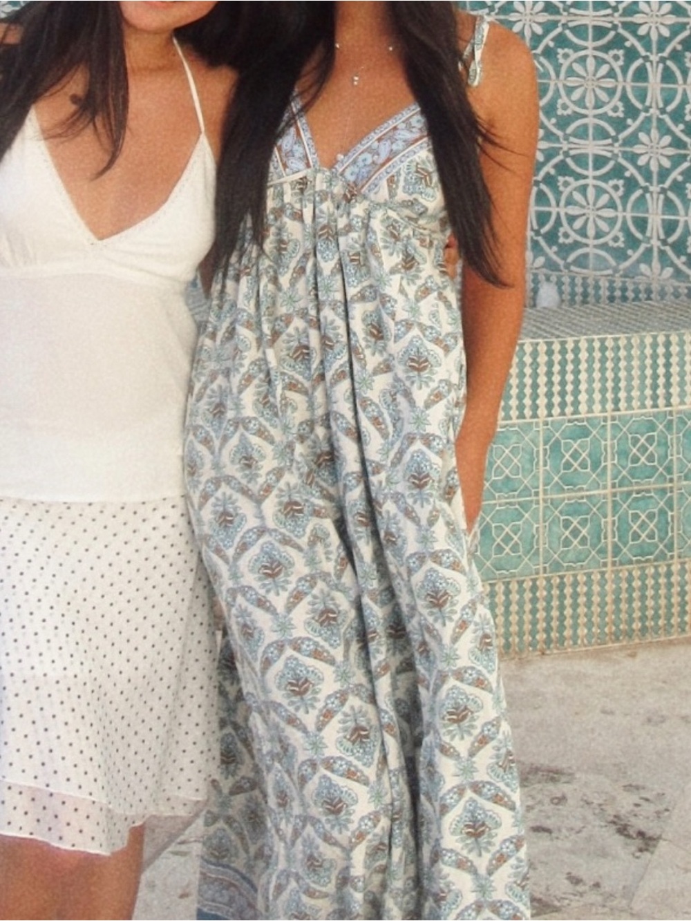 NWT FREE PEOPLE SORRENTO MAXI DRESS Boho Floral Print Maxi Dress in Light Blue